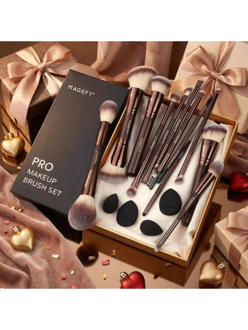 22-Piece Professional Double-End Makeup Brush Set for Powder, Concealer